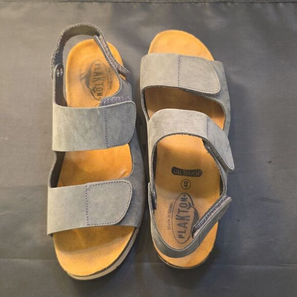 PLAKTON LEATHER VELCRO WOMENS ESPADIDRILLES WEDGE SANDAL - Picture 6 of 16